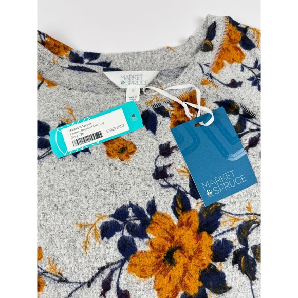 Market & Spruce Paulsen Brushed Knit‎ Top - Grey 3X Stitch Fix New With Tags - Picture 2 of 5